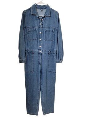 Old Navy Size M Denim Utility Jean Jumpsuit, Medium Wash